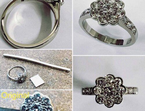 Diamond cluster ring – Remounted