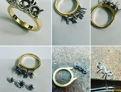 Handmade diamond three stone ring
