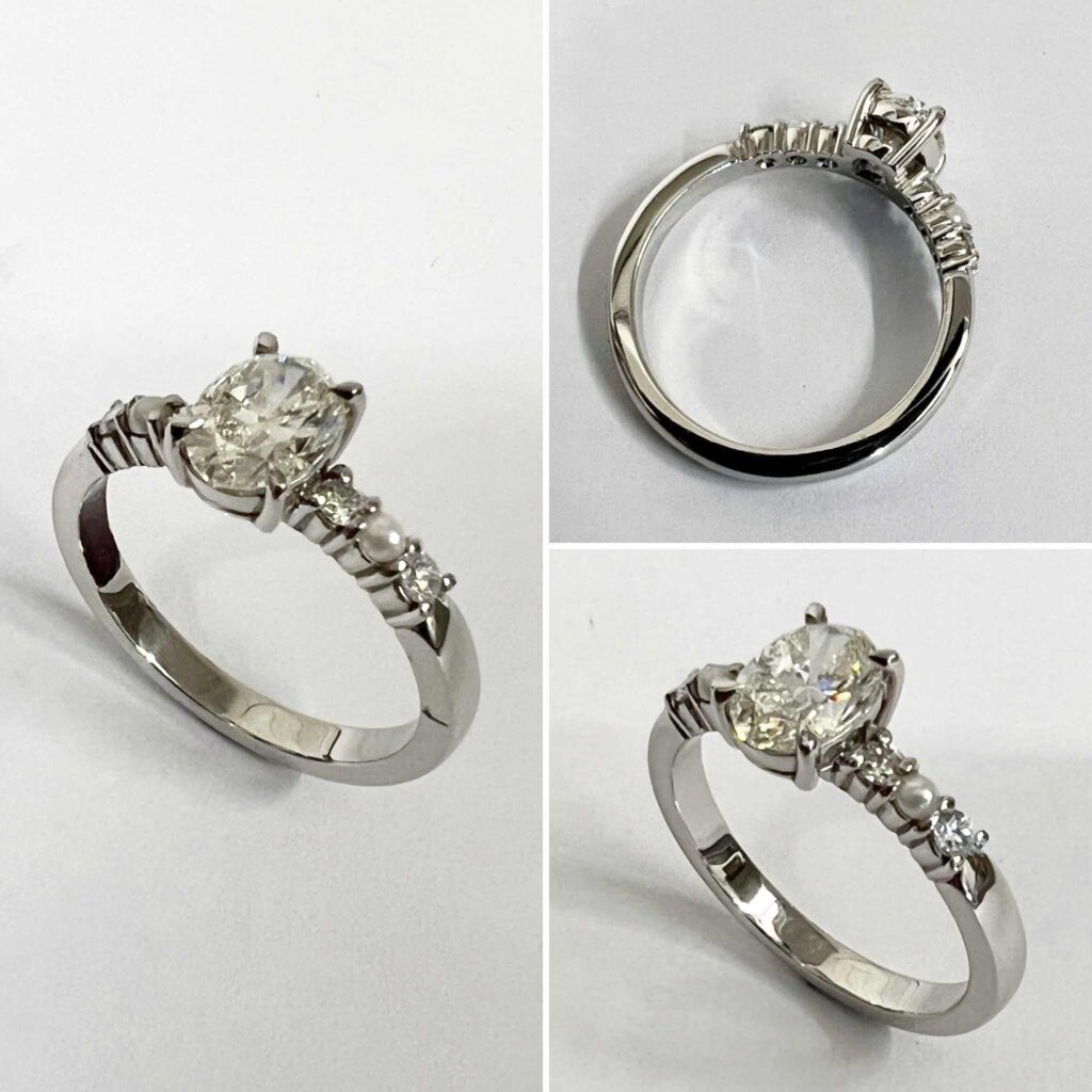 Bespoke Diamond Engagement Ring with Pearls