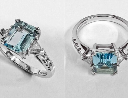 Aquamarine and Diamond Ring Handmade in Platinum
