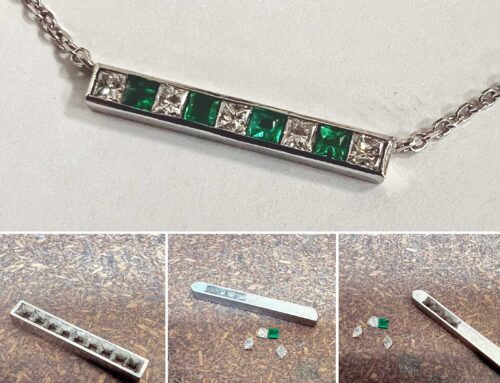 Emerald and Diamond Pendant – Handmade in Platinum