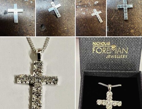 Silver Handmade Cross Set with Diamonds