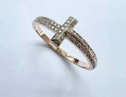 Handmade gold diamond set bangle 